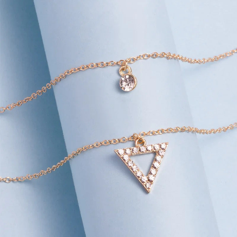Shiny Double Women's Necklace with Zirconia