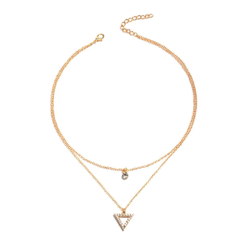 Shiny Double Women's Necklace with Zirconia