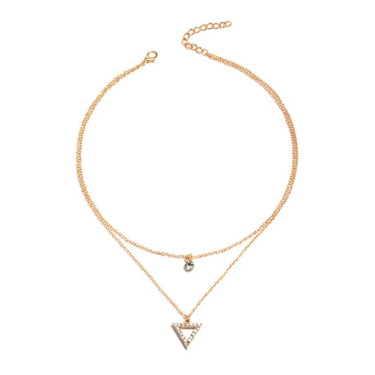 Shiny Double Women's Necklace with Zirconia