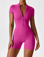 Waffle Fitness Romper with Zipper