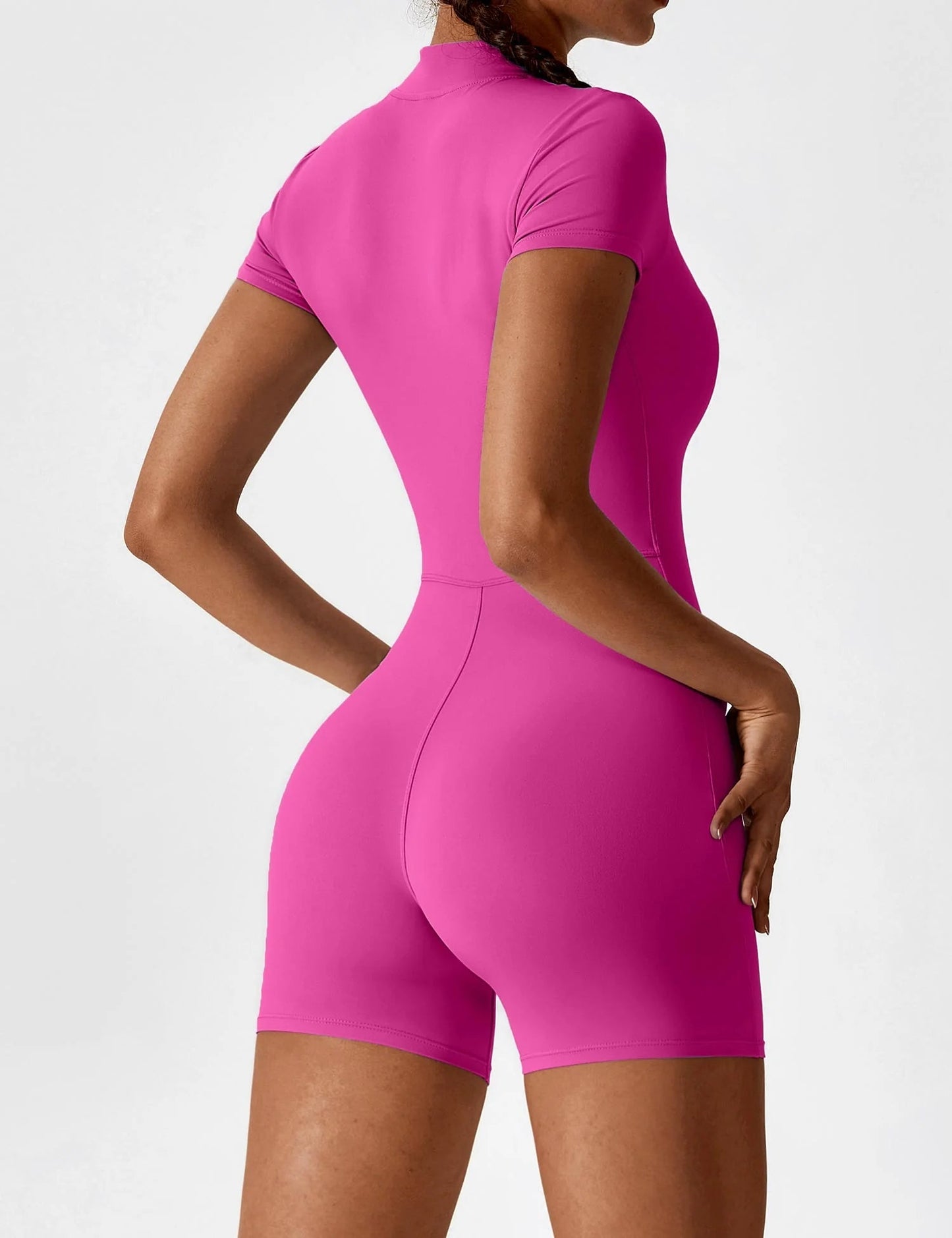 Waffle Fitness Romper with Zipper