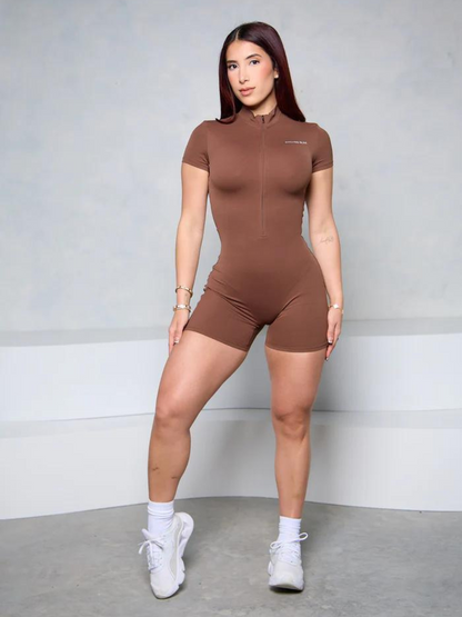 Waffle Fitness Romper with Zipper