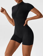 Waffle Fitness Romper with Zipper