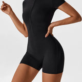 Waffle Fitness Romper with Zipper
