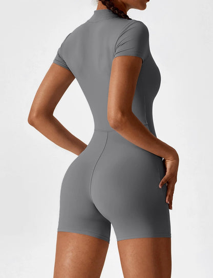 Waffle Fitness Romper with Zipper