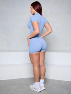 Waffle Fitness Romper with Zipper