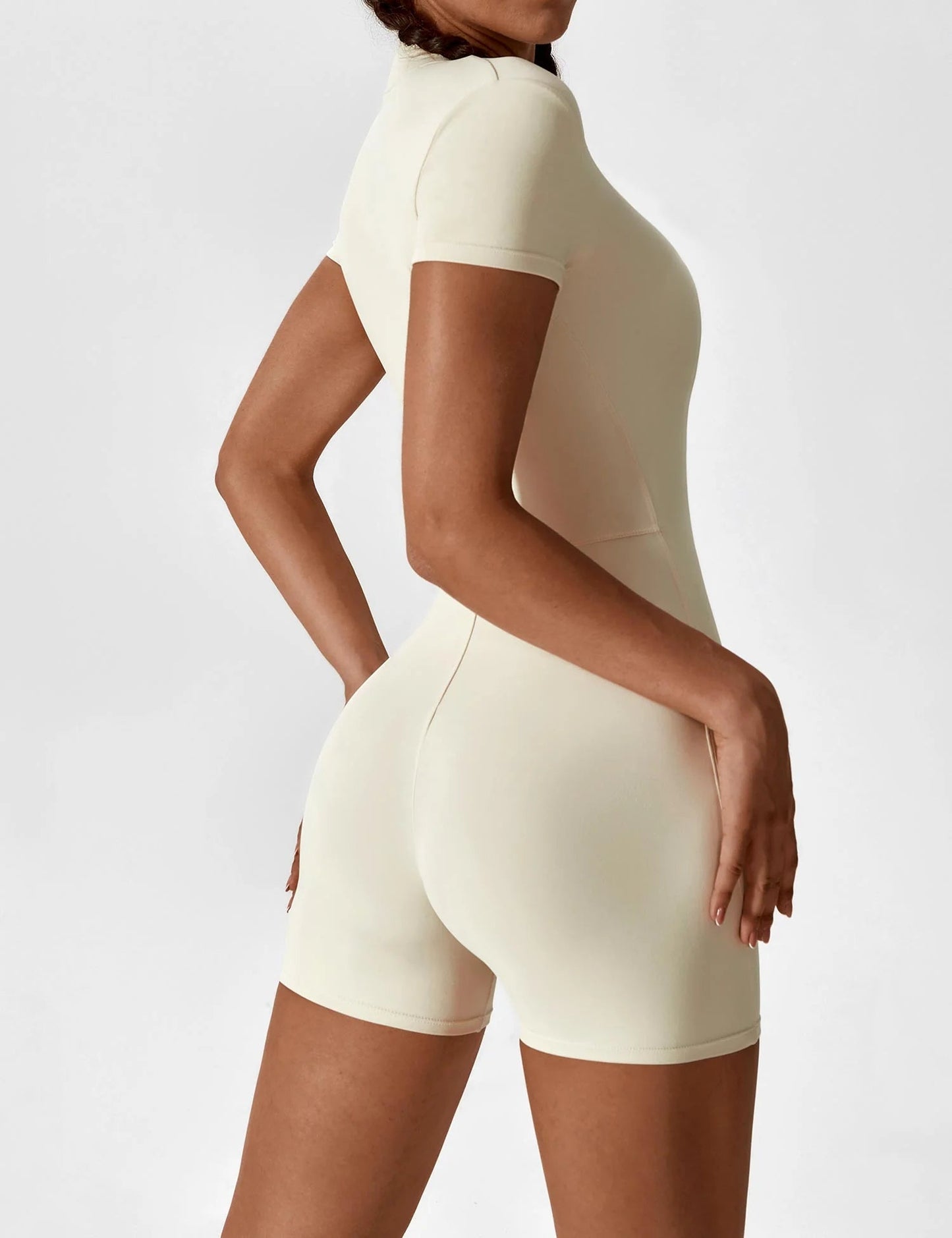 Waffle Fitness Romper with Zipper