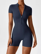 Waffle Fitness Romper with Zipper