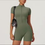 Waffle Fitness Romper with Zipper