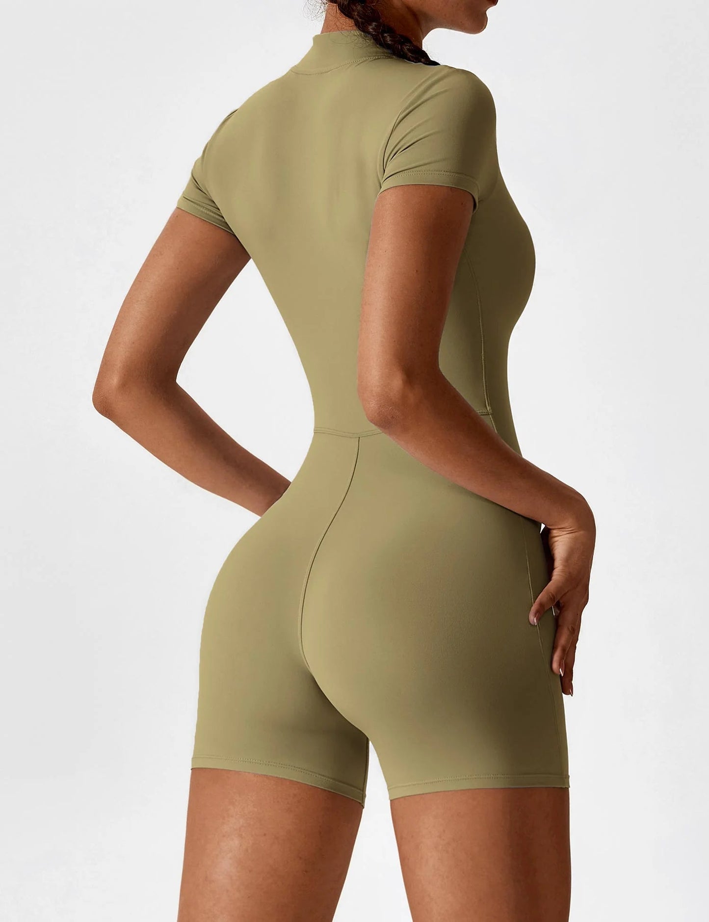 Waffle Fitness Romper with Zipper