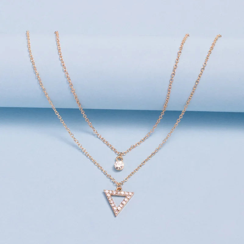 Shiny Double Women's Necklace with Zirconia