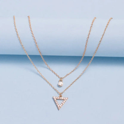 Shiny Double Women's Necklace with Zirconia