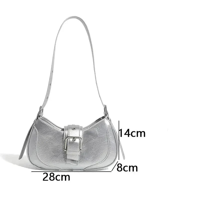 Women's Buckle Baguette Bag