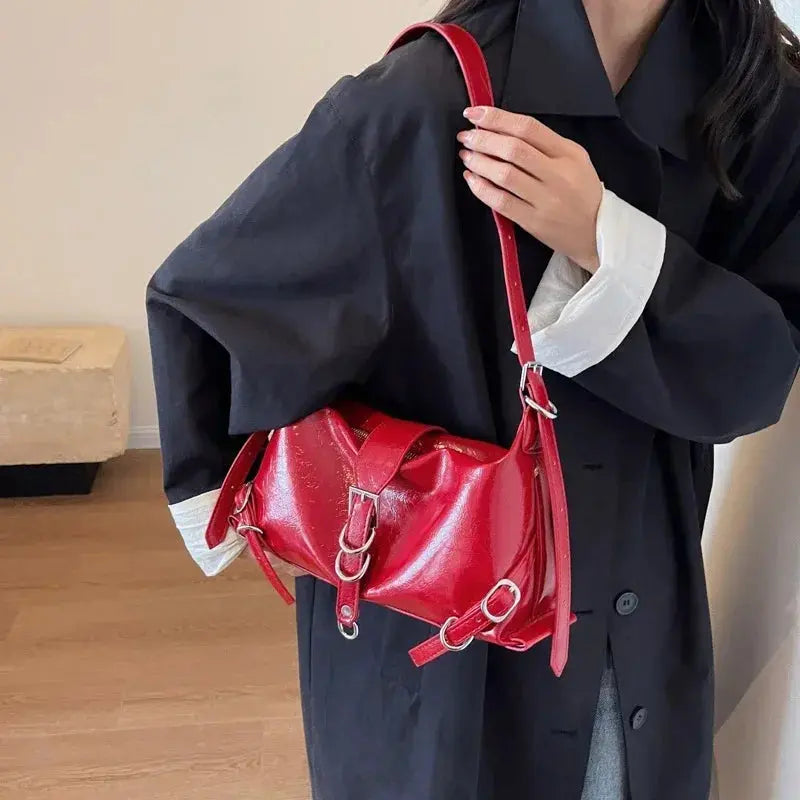 Vintage PU Leather Women's Baguette Bag