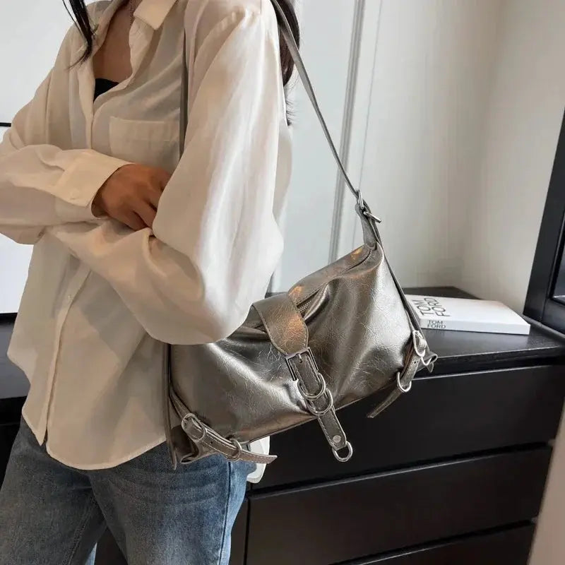 Vintage PU Leather Women's Baguette Bag