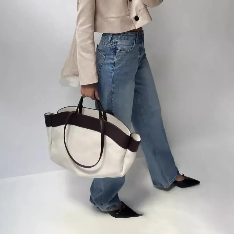 Women's Bag with Bamboo Handle