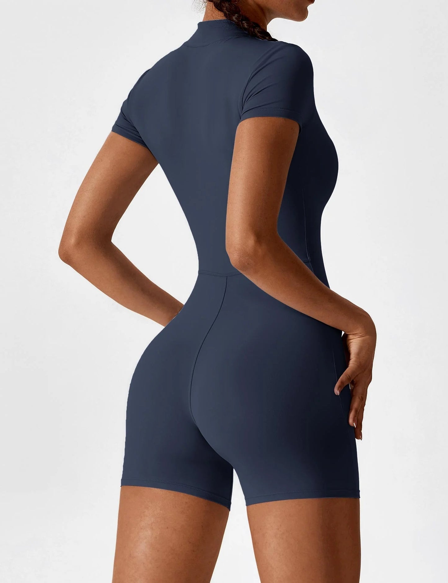 Waffle Fitness Romper with Zipper