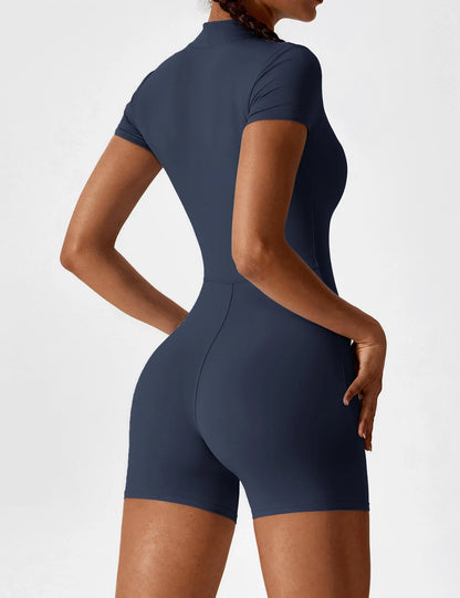 Waffle Fitness Romper with Zipper